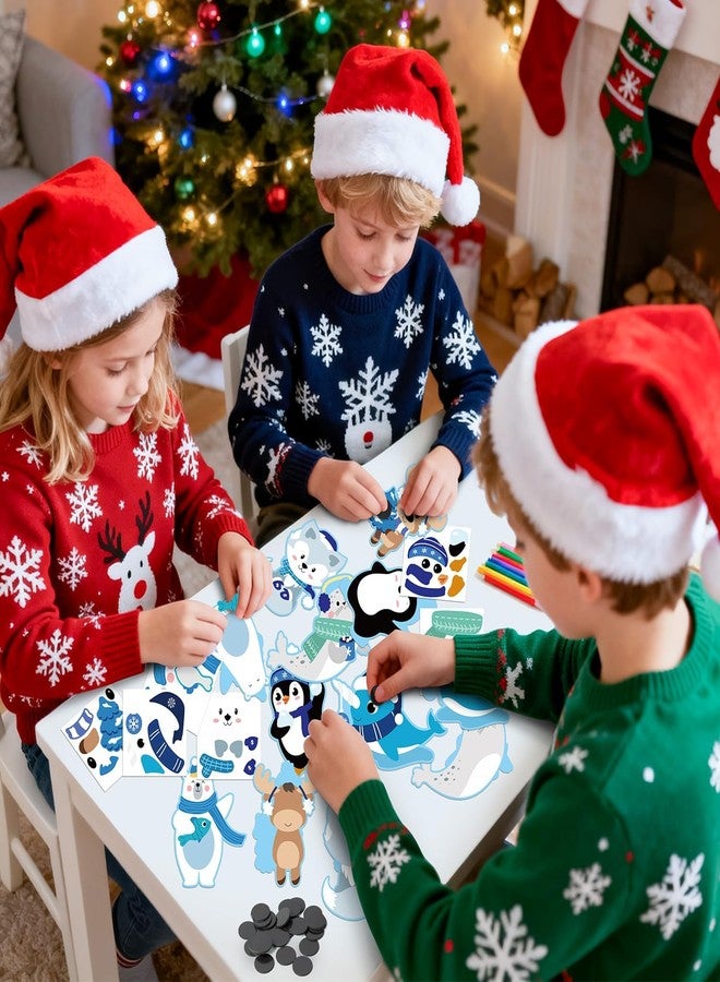 Haooryx DIY Polar Animal Magnet Craft Kit - 30 Set Make Your Own Winter Arctic Animal Sticker Decoration Christmas Paper Craft for Kid School Art Project Refrigerator Bulletin Board Xmas Holiday Decor - Image 5